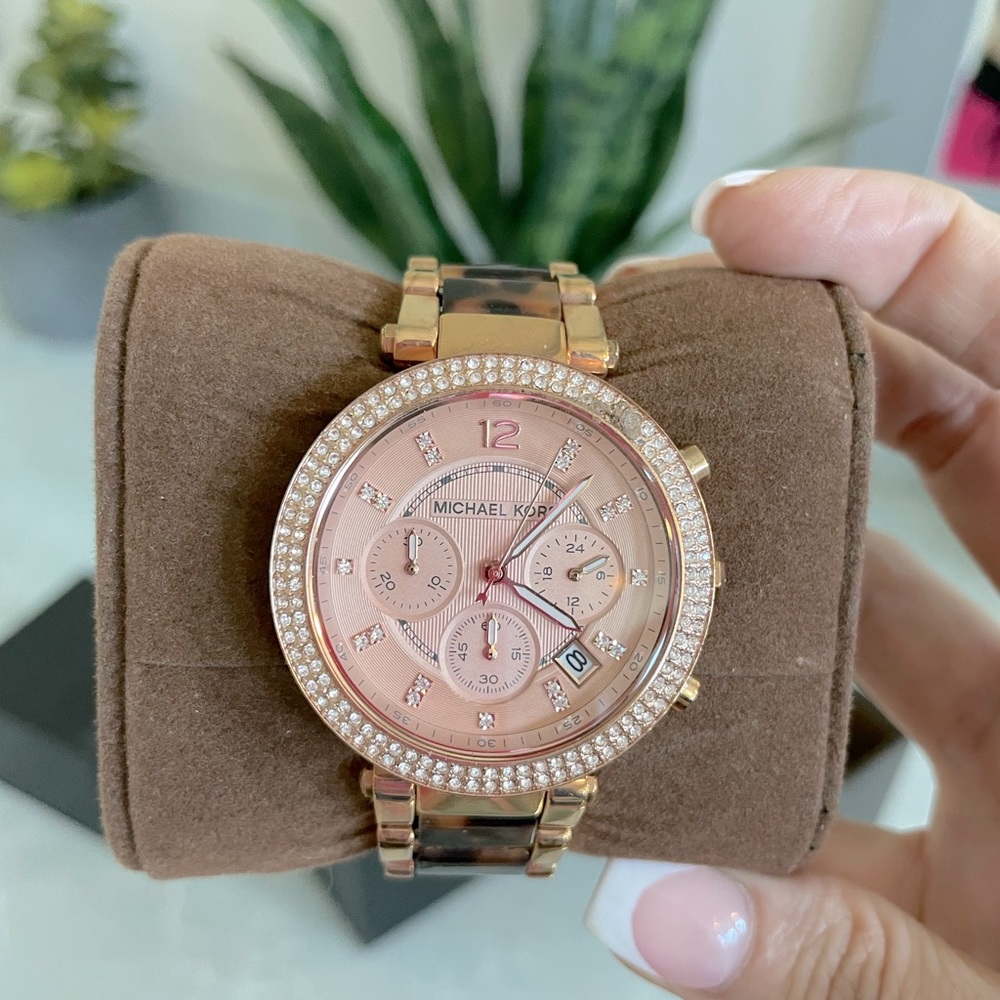 Michael Kors Rose Gold & Tortiseshell Parker Watch for Women